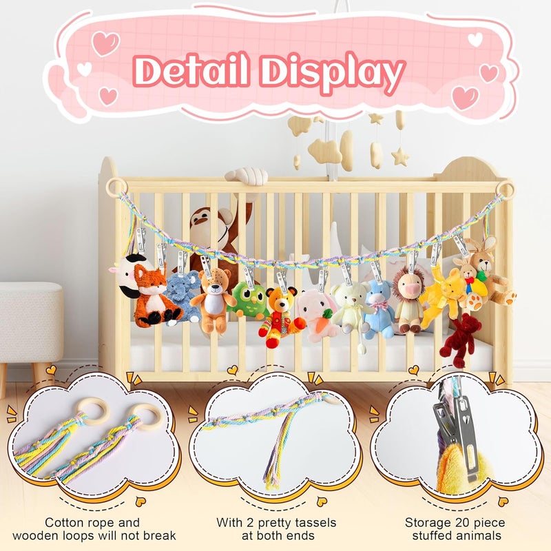 Dorblely 2PCS Stuffed Animal Hammock Corner, 78 Inch Stuff Animal Organizer for Stuffed Animal Storage for Kids Room Decor, Hanging Stuffed Animal Net Holder for Wall or Corner Nursery Collection - Image 3
